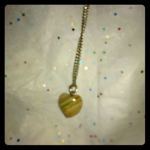 Italian Brown Stone Heart Necklace